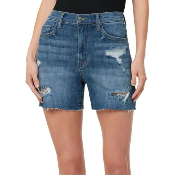 Hudson Jeans Women's KASS High-Rise Distressed Denim Biker Shorts, SZ 29 - Picture 9 of 11